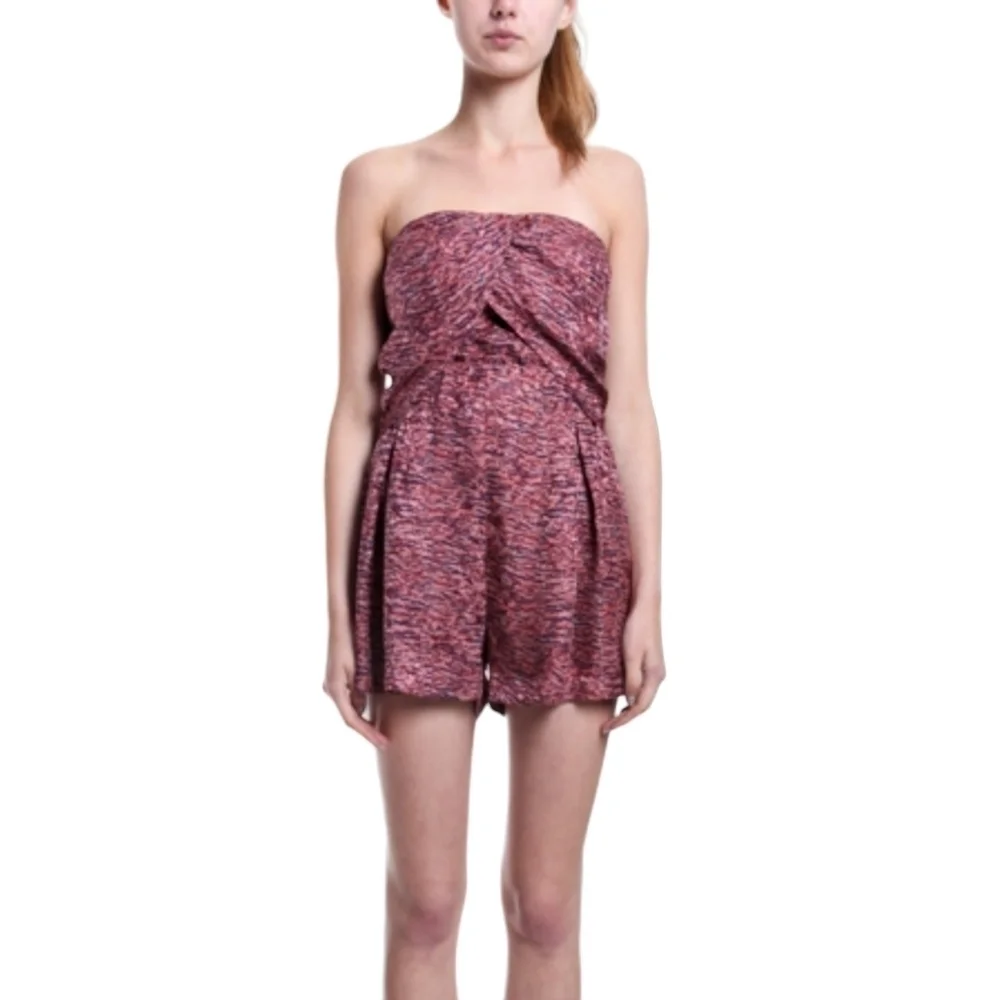 Elizabeth And James Sz 2 Emma Shorts Romper 100% Silk Pink Strapless Feminine